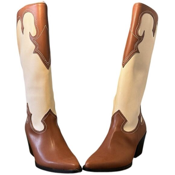 Zodiac Brown/Plaster Western Tall Boots NEW Size 10 - Picture 6 of 13